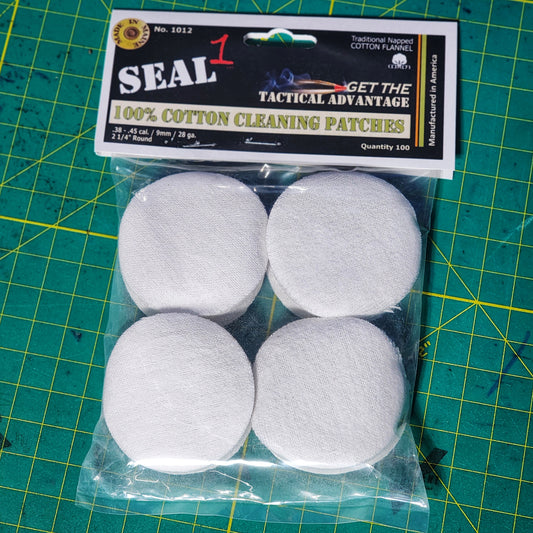 SEAL1 .38-.45, 9MM, 28ga .410 2 1/4" Cleaning Patches Bag of 100 - V Development Group
