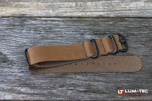 Brown Leather Military PVD Strap 22 and 24mm - V Development Group