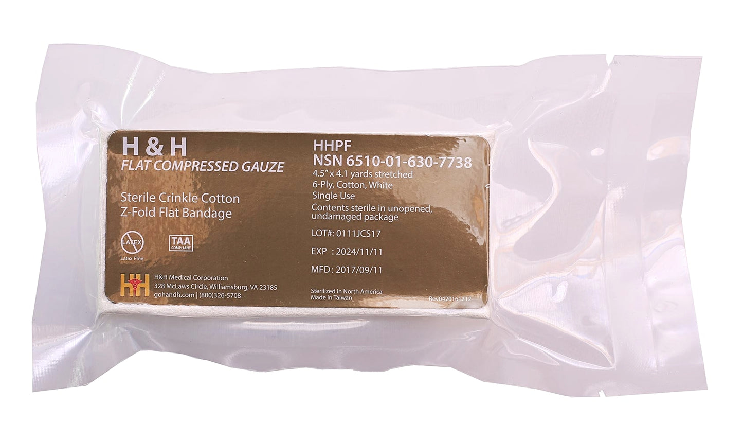 H&H Flat Compressed Gauze - V Development Group edc glock shirt carry aiwb appendix belt rmt tourniquet
